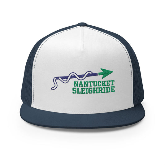 Nantucket Sleighride Hockey Trucker Hat — Embroidered Green Snapback
