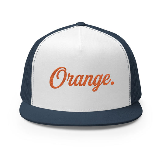 Trucker Cap - "Orange." Script Logo Mesh Snapback
