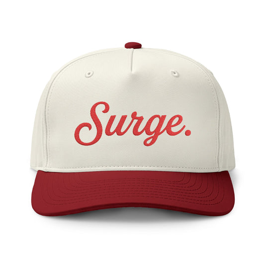 Surge. Two-Tone Cap — Natural with Black or Red Brim