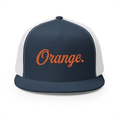 Trucker Cap - "Orange." Script Logo Mesh Snapback