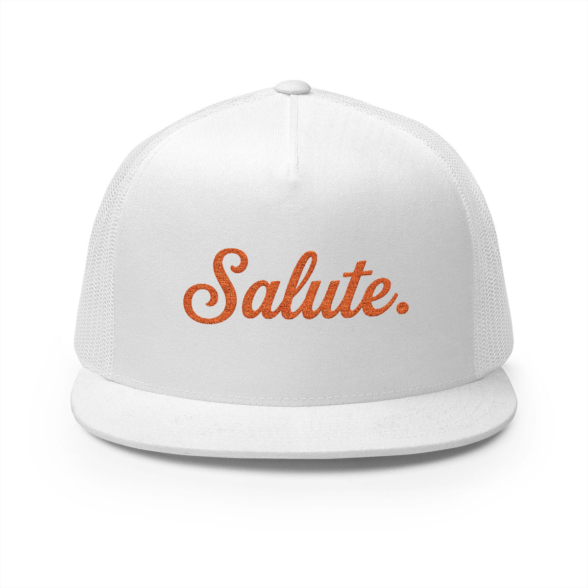 Salute. Football Fan Tailgate Trucker Hat — Embroidered Script Mesh Cap
