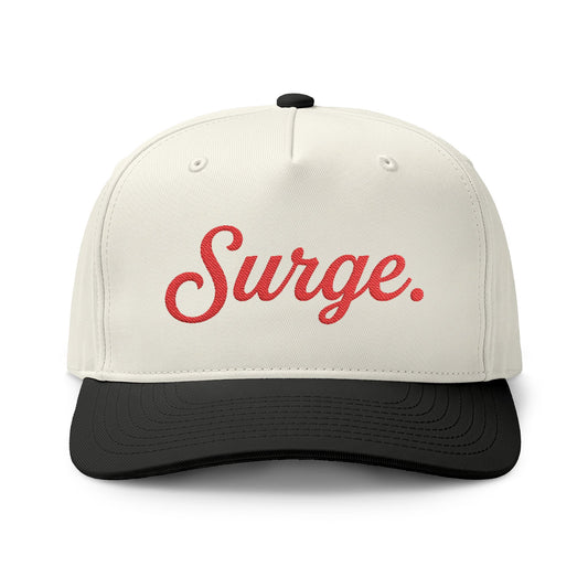Surge. Two-Tone Cap — Natural with Black or Red Brim