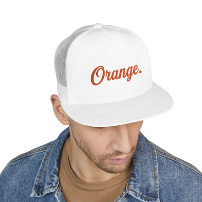 Trucker Cap - "Orange." Script Logo Mesh Snapback