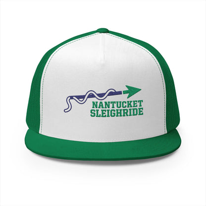 Nantucket Sleighride Hockey Trucker Hat — Embroidered Green Snapback