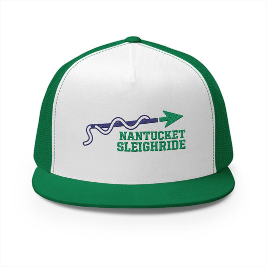 Nantucket Sleighride Hockey Trucker Hat — Embroidered Green Snapback