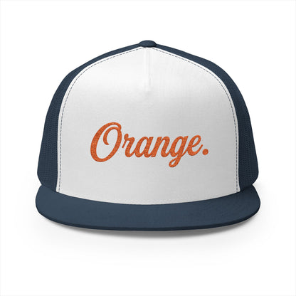 Trucker Cap - "Orange." Script Logo Mesh Snapback