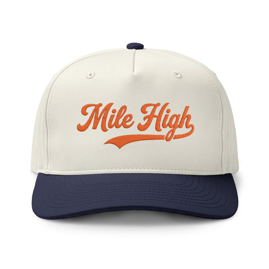 Mile High Embroidered Varsity Two-Tone Football Fan Cap