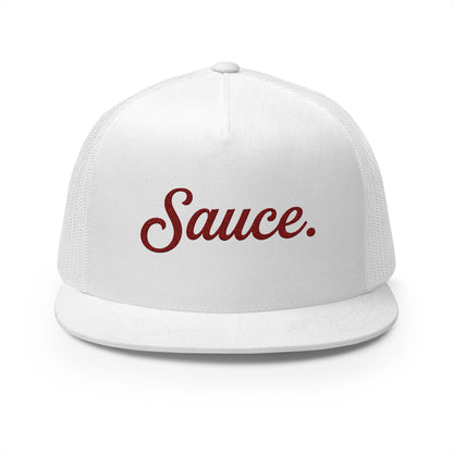 Sauce. Tailgate Trucker Hockey Fan Hat — Maroon on White