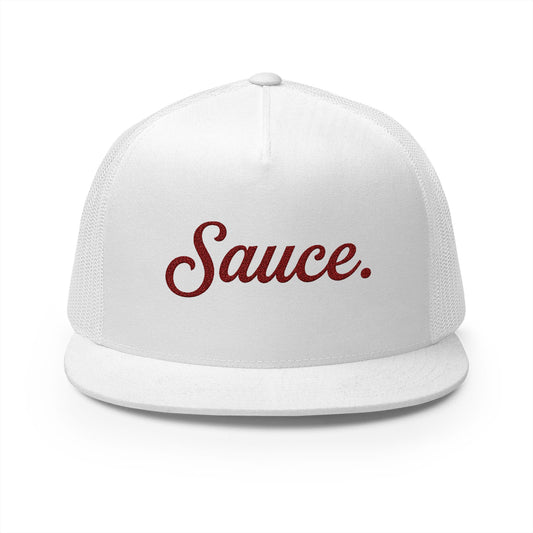 Sauce. Tailgate Trucker Hockey Fan Hat — Maroon on White