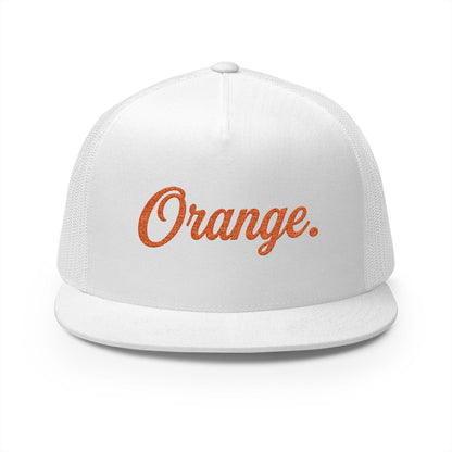 Trucker Cap - "Orange." Script Logo Mesh Snapback