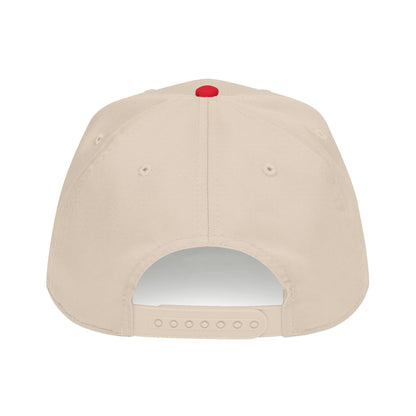 Surge. 5-Panel Cap — Red Embroidery on White, Black, or Natural