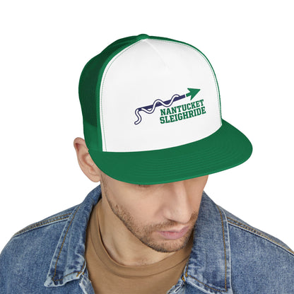 Nantucket Sleighride Hockey Trucker Hat — Embroidered Green Snapback